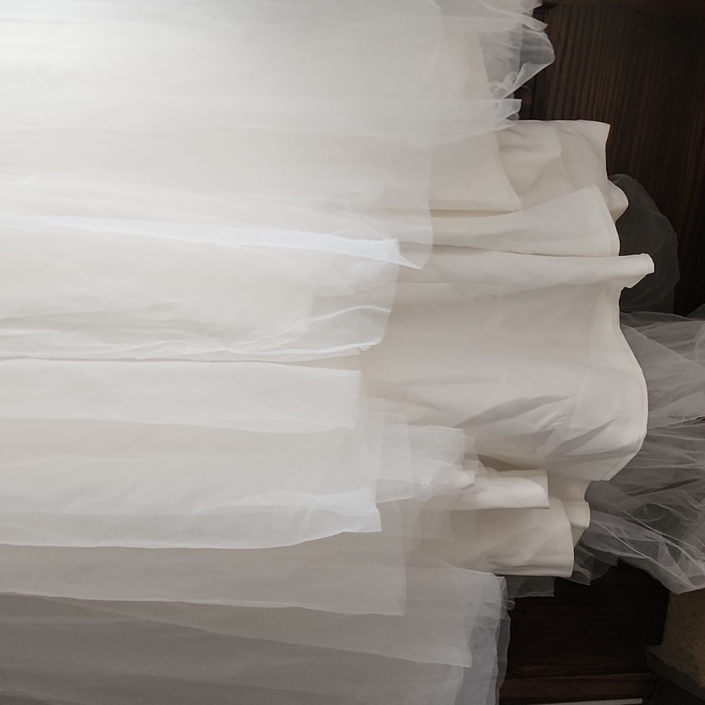 White Lace V-Neck Tulle Dress - Picture 12 of 12